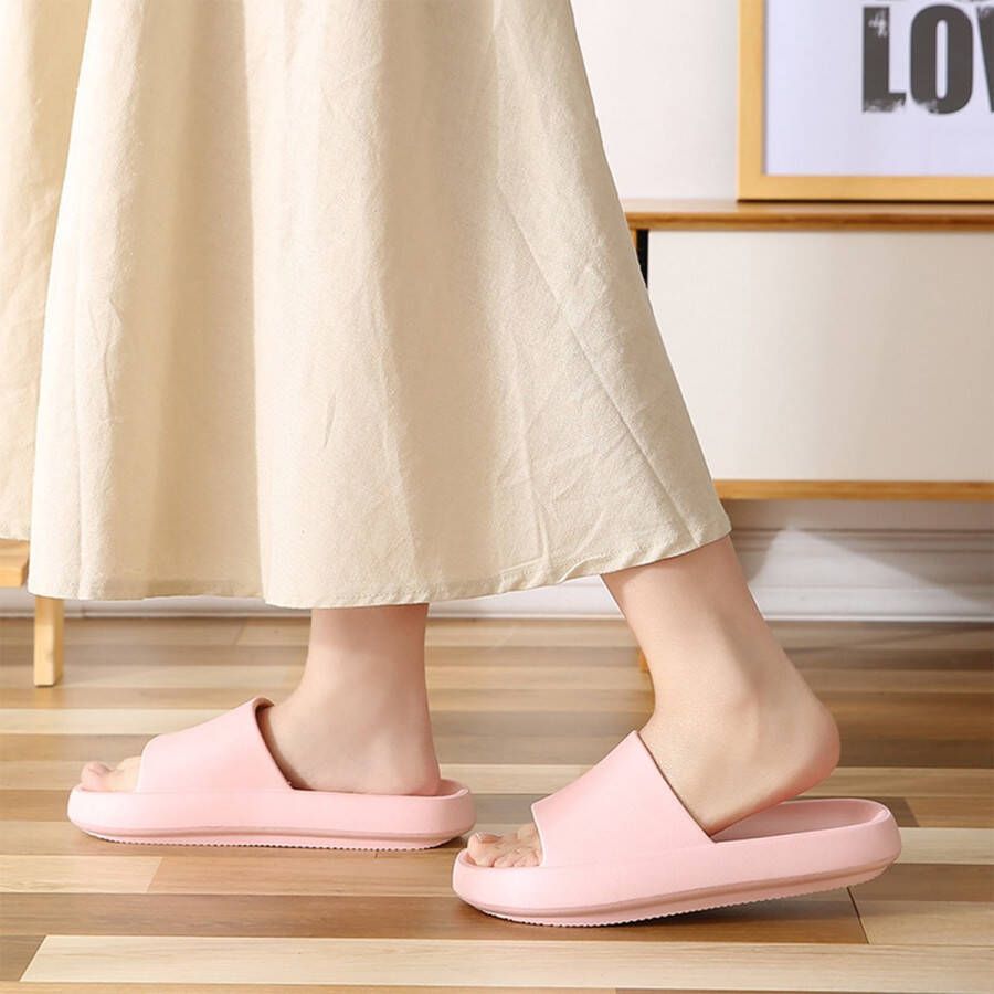 Geweo Slippers Heren Dames EVA Badslippers Unisex Verdikte Lichtgewicht Super Zacht aan je Voeten Anti-Slip en Stevig Voetbed Anti-lawaai Roze