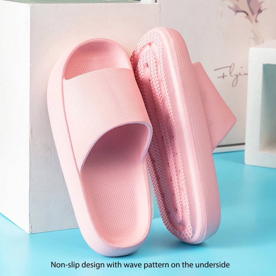 Geweo Slippers Heren Dames EVA Badslippers Unisex Verdikte Lichtgewicht Super Zacht aan je Voeten Anti-Slip en Stevig Voetbed Anti-lawaai Roze