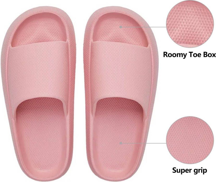 Geweo Slippers Heren Dames EVA Badslippers Unisex Verdikte Lichtgewicht Super Zacht aan je Voeten Anti-Slip en Stevig Voetbed Anti-lawaai Roze
