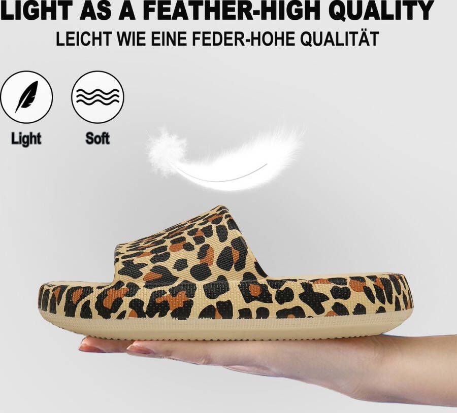 Geweo Slippers Heren Dames EVA Badslippers Unisex Verdikte Lichtgewicht Super Zacht aan je Voeten Anti-Slip en Stevig Voetbed Anti-lawaai Luipaardprint