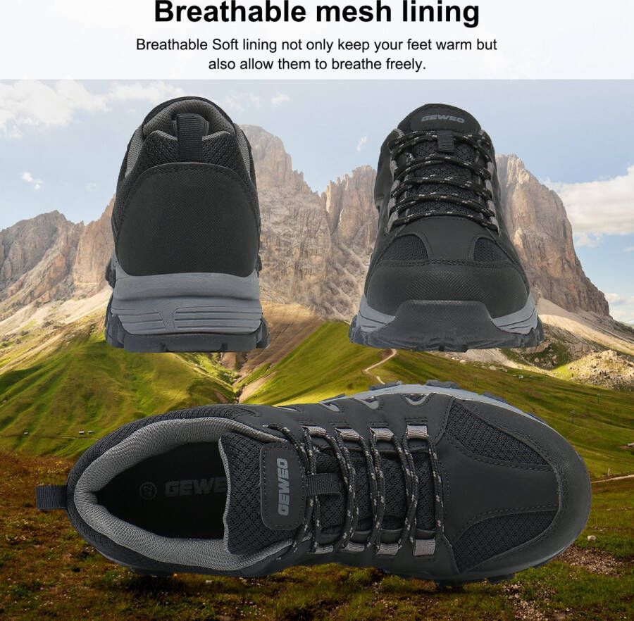 Geweo Wandelschoenen Dames Waterdicht Outdoorschoenen Heren Waterproof- Outdoor Antislip Outdoorschoenen Unisex Extra Comfort Grijs