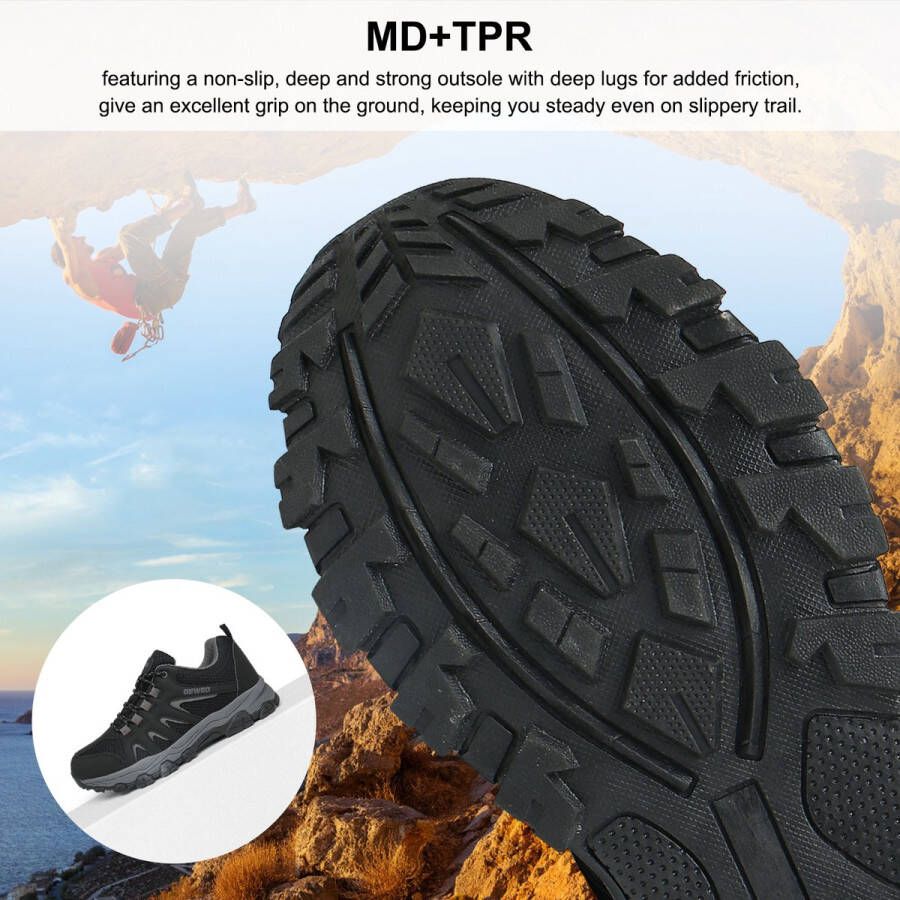Geweo Wandelschoenen Unisex Outdoorschoenen Outdoor Antislip Waterdicht en Ademend Zwart