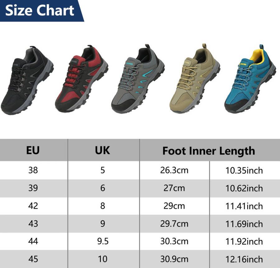 Geweo Wandelschoenen Unisex Outdoorschoenen Outdoor Antislip Waterdicht en Ademend Zwart