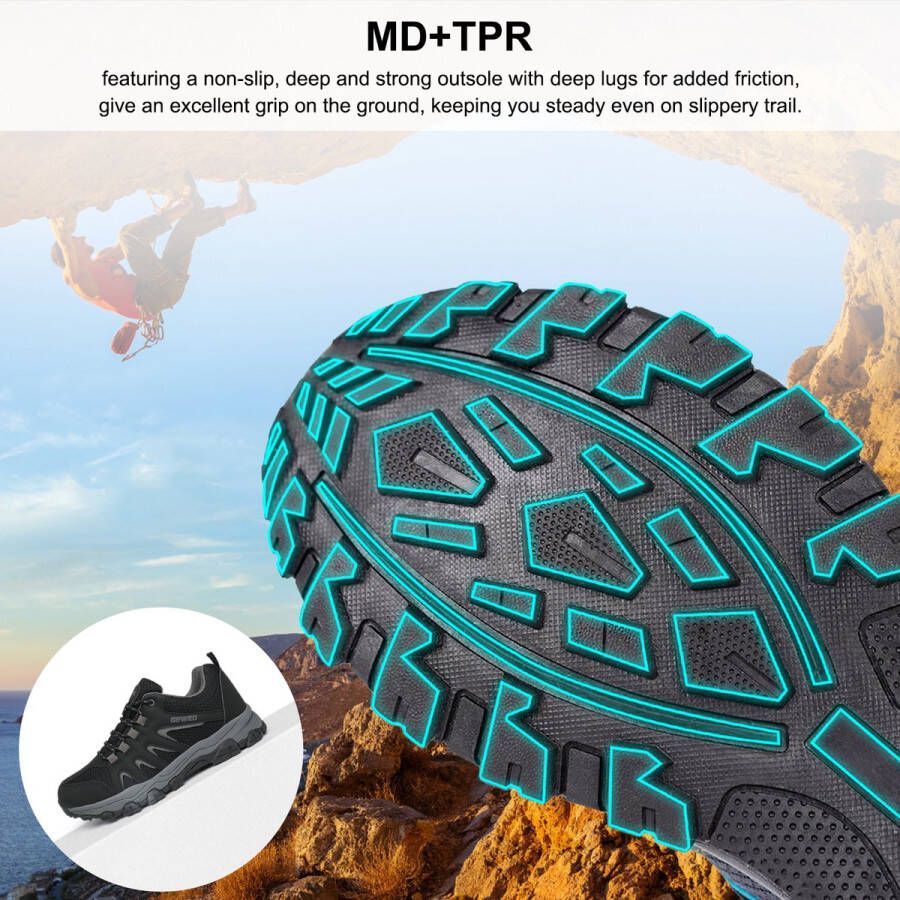 Geweo Wandelschoenen Unisex Outdoorschoenen Outdoor Antislip Waterdicht en Ademend Zwart