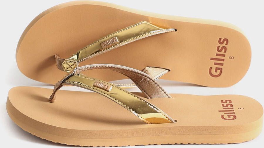 Giliss Fashion Giliss Teen Slippers dames GOUD serie Sepia-Goud kleurige strap - Foto 6