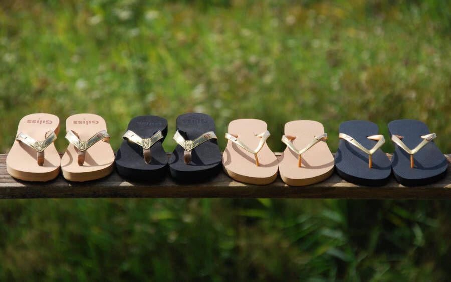 Giliss Fashion Giliss Teen Slippers dames GOUD serie Zwart-Goud kleurige strap - Foto 12
