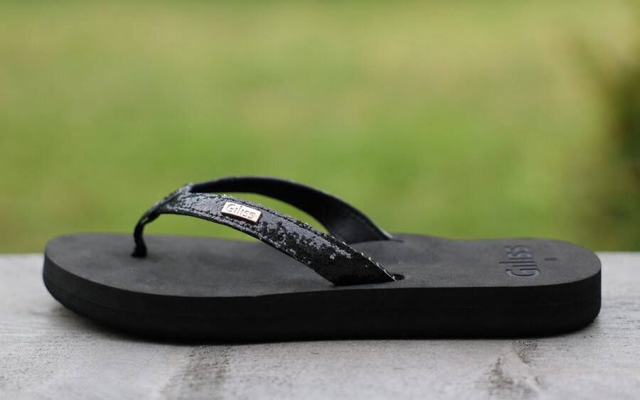 Giliss Fashion Giliss Slippers Crystal serie Charcoal zwart & Black diamond strap