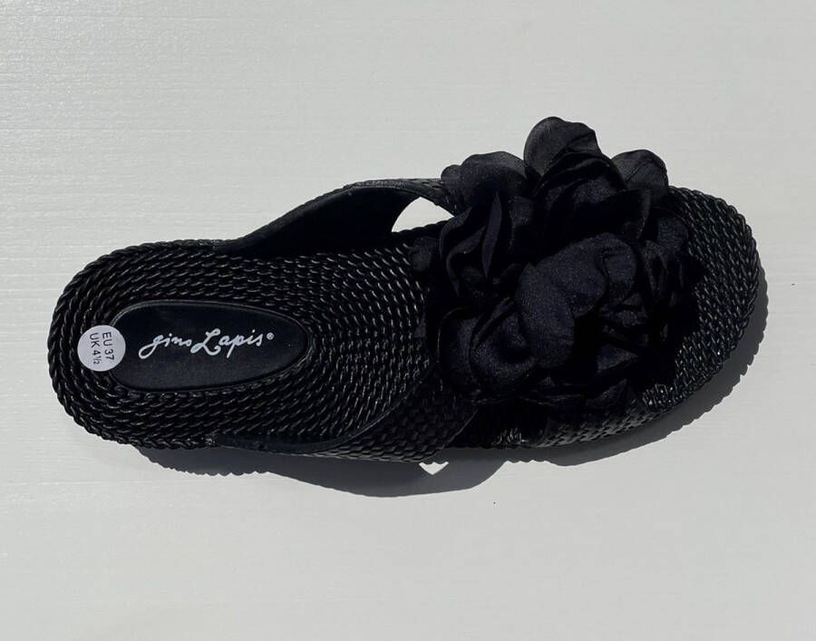 Gino Lapis Slippers Dames Santiago Bloem Zwart