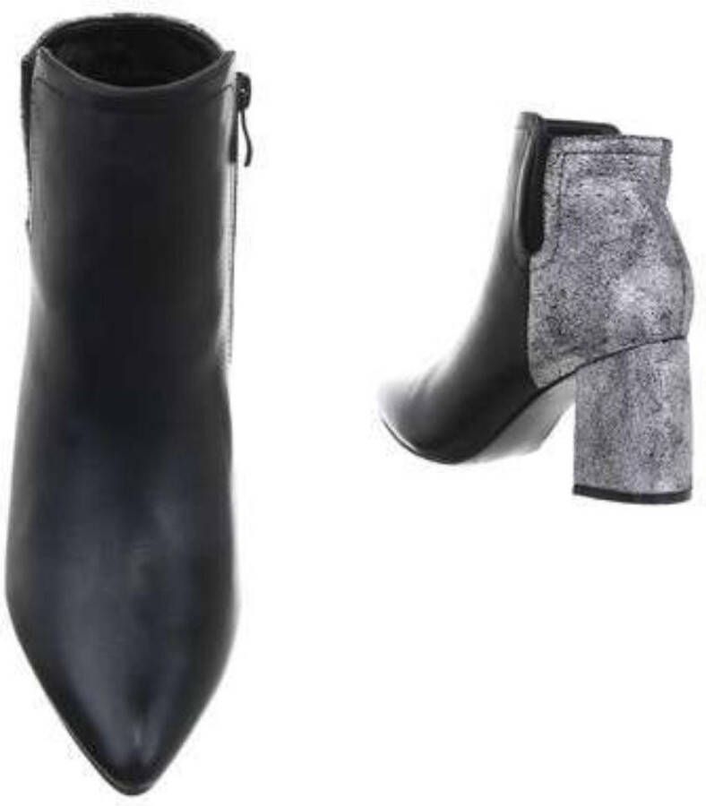 Givana Enkellaarsjes highheel black silver