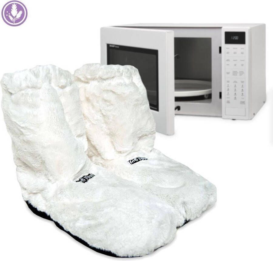 Gizzys MikaMax Magnetron Sloffen Laarsjes Uren Lang Warme Voeten Verwarmde Sloffen One Size Fits All Maat t m39 Zwart Wit Lavendel en Lijnzaad Vulling Wit