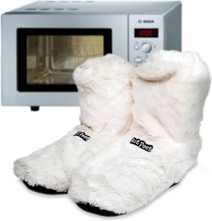 Gizzys MikaMax Magnetron Sloffen Laarsjes Uren Lang Warme Voeten Verwarmde Sloffen One Size Fits All Maat t m39 Zwart Wit Lavendel en Lijnzaad Vulling Wit