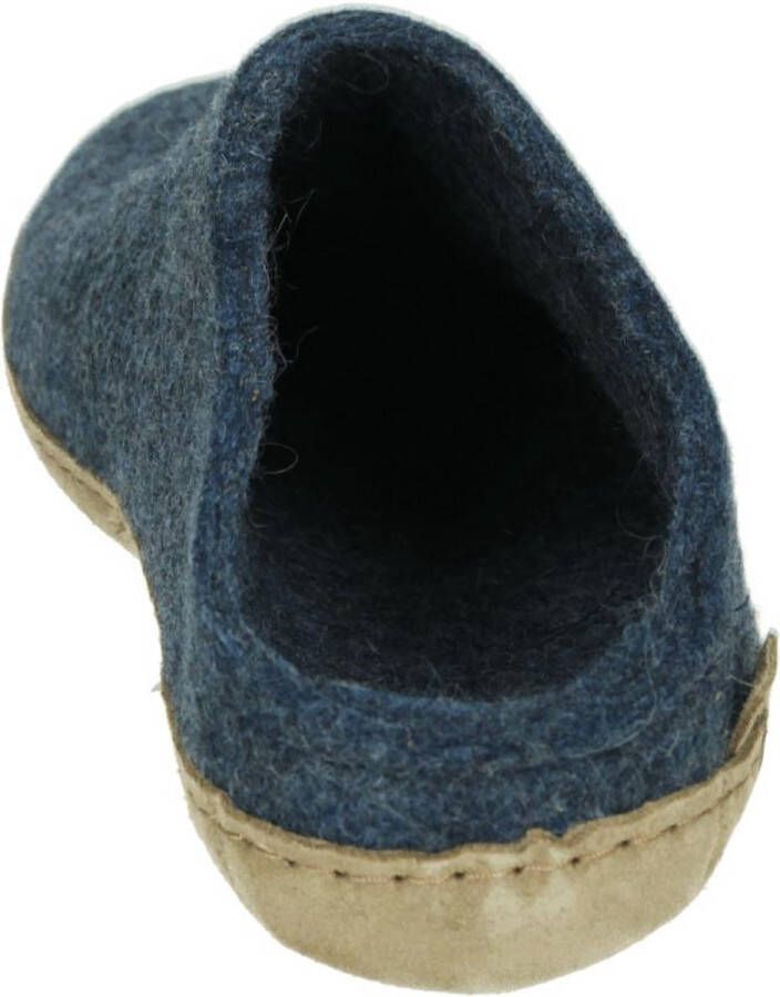 Glerups Slipper met leren zool-Blauw