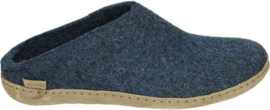 Glerups Slipper met leren zool-Blauw