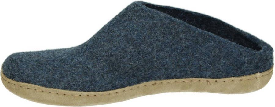 Glerups Slipper met leren zool-Blauw