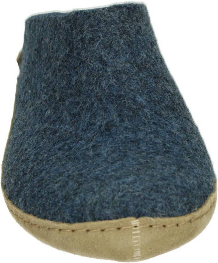 Glerups Slipper met leren zool-Blauw