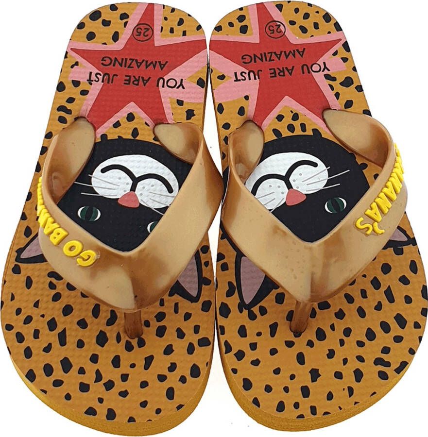 Go Banana's Flipflops Meisjes Yellow Cat Print |