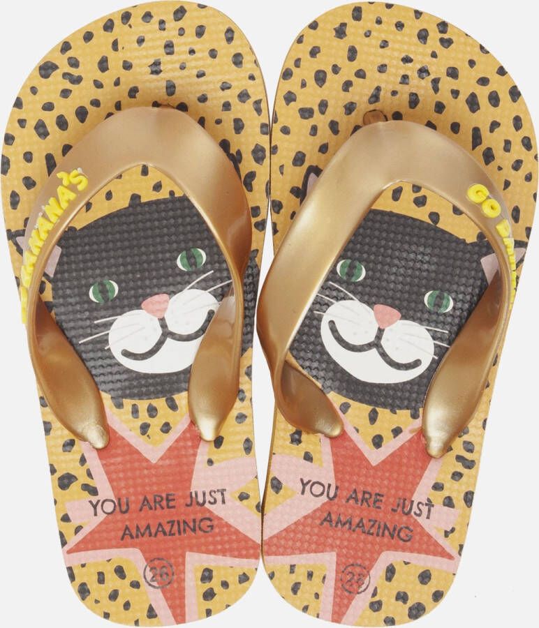 Go Banana's Flipflops Meisjes Yellow Cat Print |