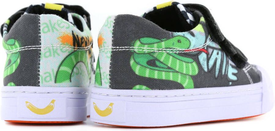 Go Banana's Sneakers Jongens grey green black Canvas