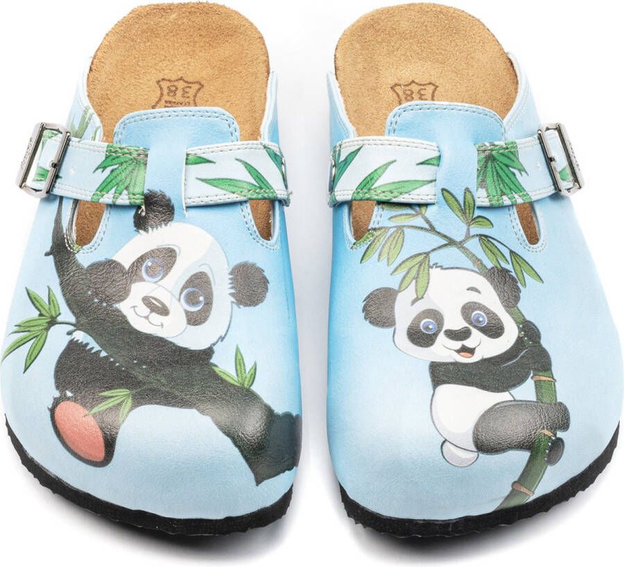 GOBY Bamboo Panda Dames Clogs Handmade Vegan Leer