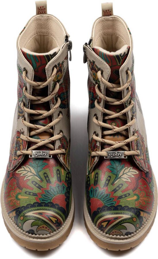 GOBY Flowerart Ankle Boots Laars Laarzen Damesboots Dames laarzen Enkel laarzen Handmade Bloemenprint