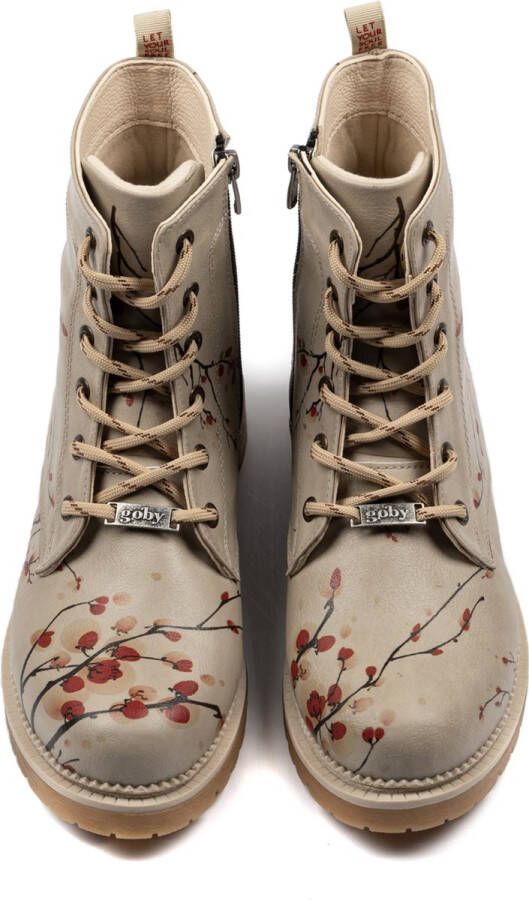 GOBY Sanko Ankle Boots Dameslaarzen Handmade Bloemenprint