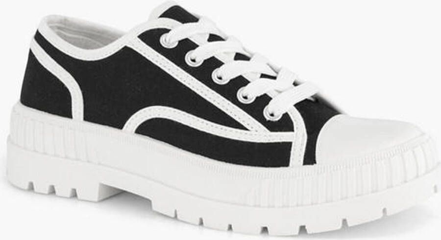 Graceland Zwarte canvas chunky sneaker