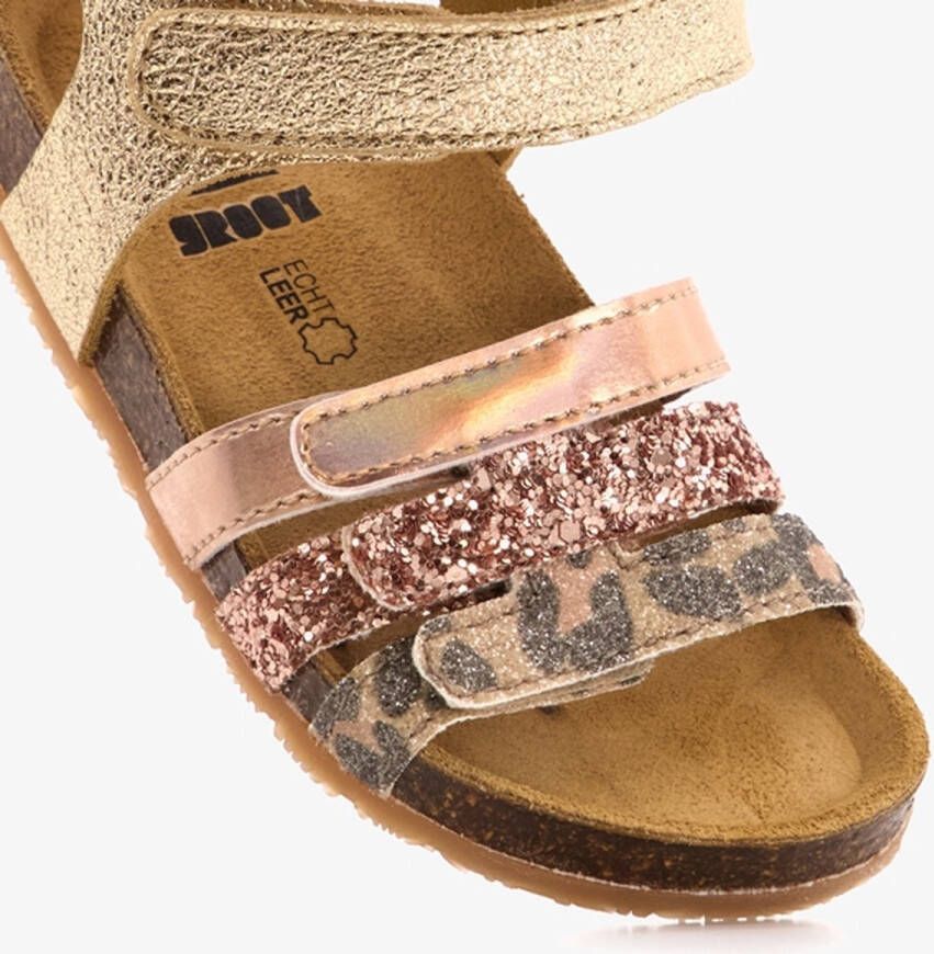 Groot leren meisjes bio sandalen met glitters Goud - Foto 4