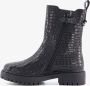 Groot leren meisjes chelsea boots met crocoprint Zwart - Thumbnail 4