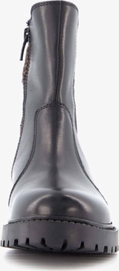 Groot leren meisjes chelsea boots met dierenprint Zwart Uitneembare zool