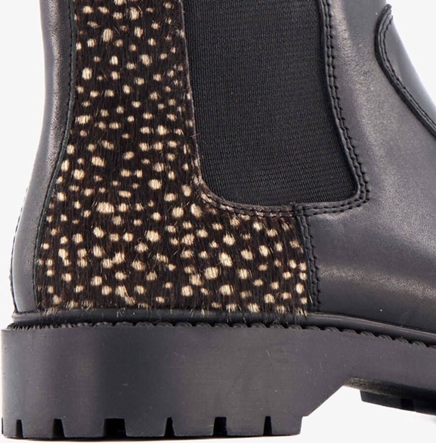 Groot leren meisjes chelsea boots met dierenprint Zwart Uitneembare zool