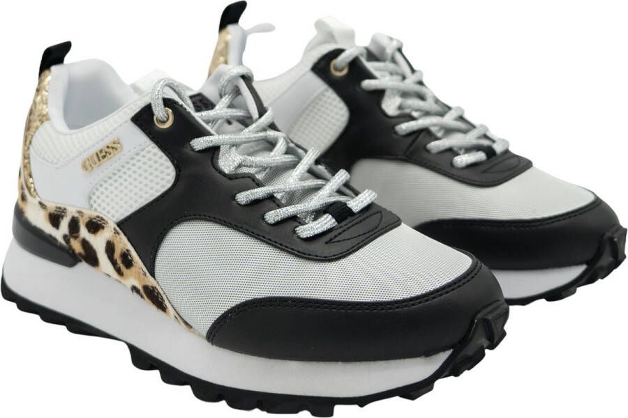 GUESS Selvie2 leren sneakers met panterprint zwart multi - Foto 13