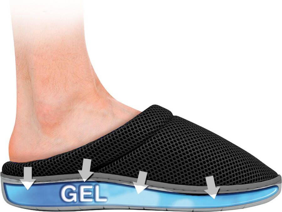 Happy Soles Happy Shoes comfort gel slippers zwart pantoffels gelzool gel sloffen Schoenen