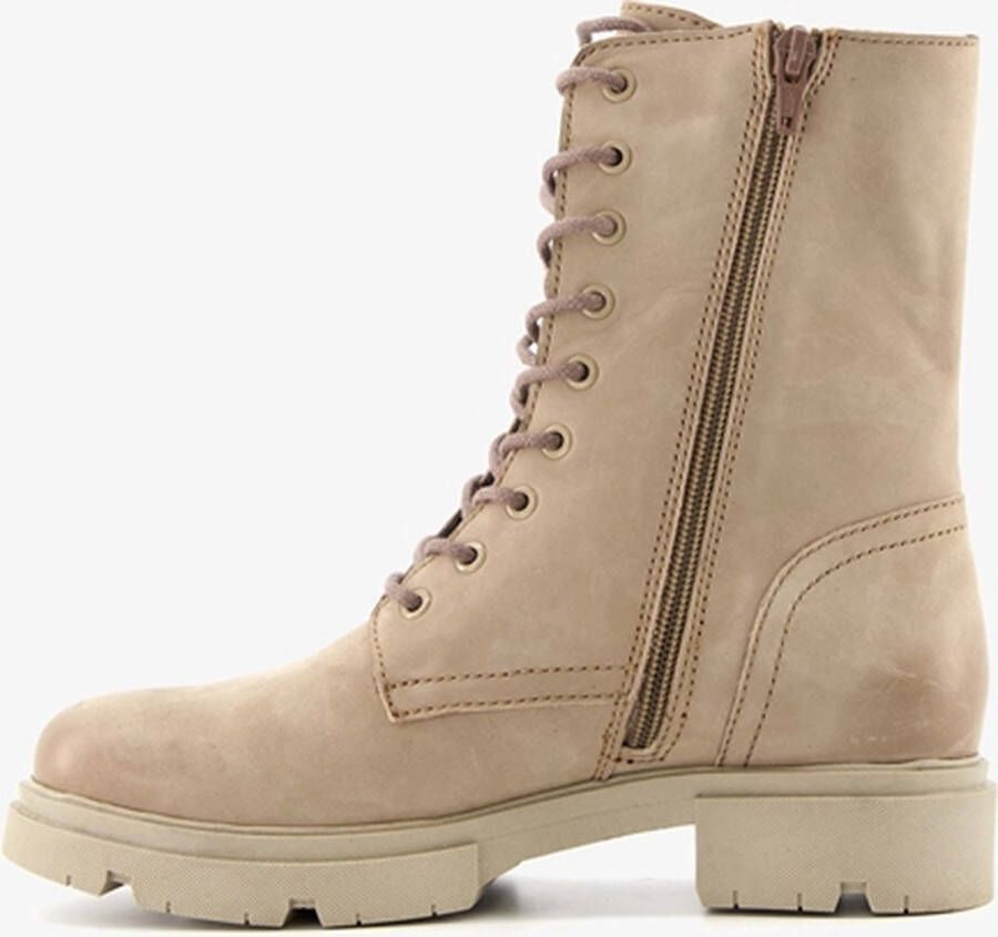 Harper leren dames veterboots Beige