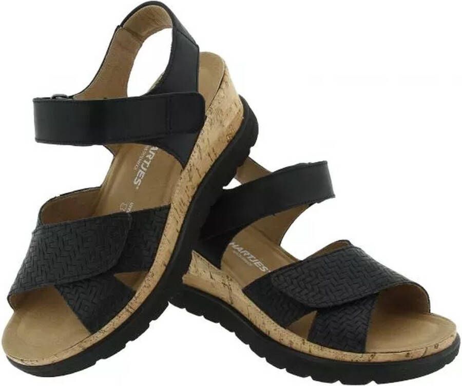 Hartjes Jazz Sandalen Met Sleehak Dames Zwart