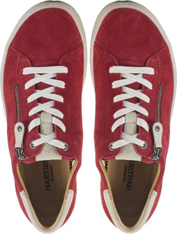 Hartjes Sneakers Dames Lage sneakers Damesschoenen Suède 1621401 Rood combi