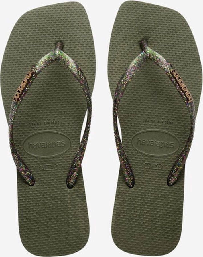 Havaianas Dames Square Logo Metallic Green