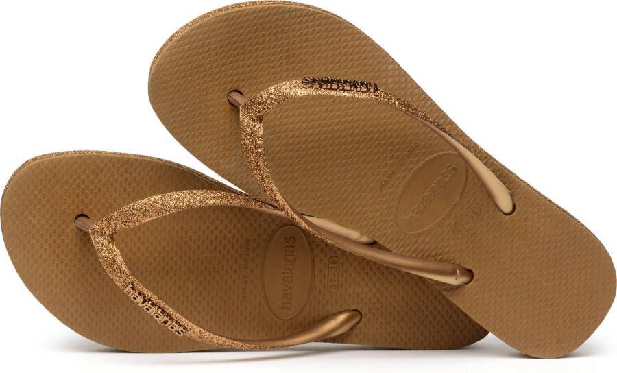 Havaianas Slim Flatform Sparkle Dames Slippers Brons