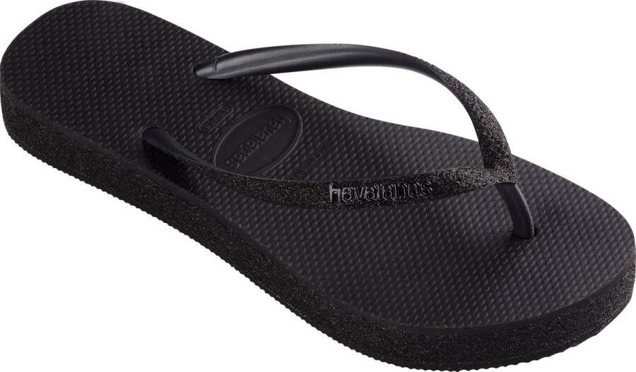 Havaianas Slim Flatform Sparkle Dames Slippers Zwart