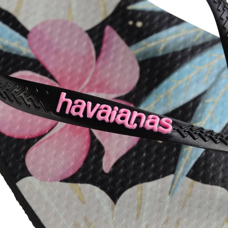 Havaianas Slim Floral Dames Slippers Zwart Roze