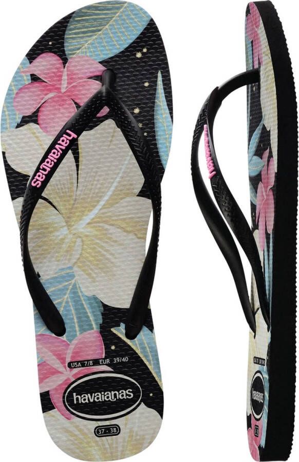 Havaianas Slim Floral Dames Slippers Zwart Roze