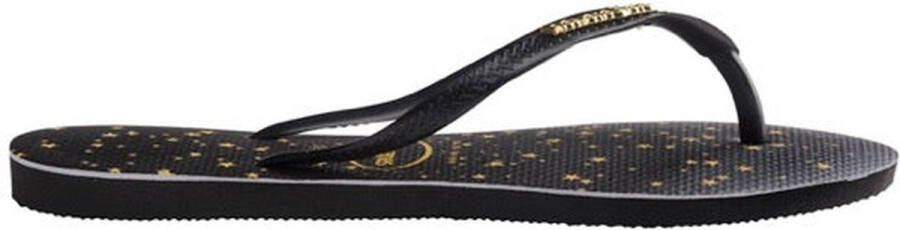 Havaianas Slim Metallic Print Dames Slippers Black Light Golden