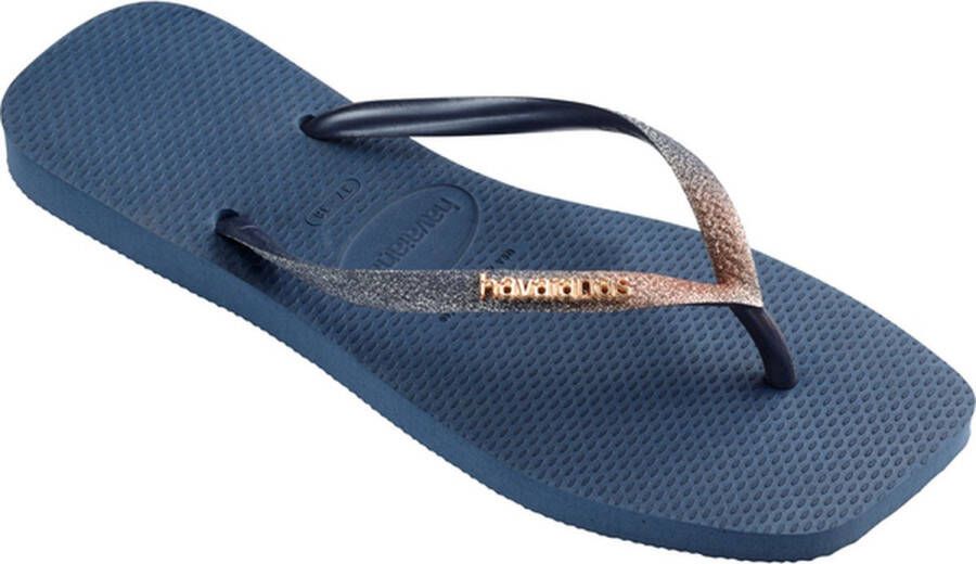 Havaianas Square Glitter Slippers blauw Rubber Dames
