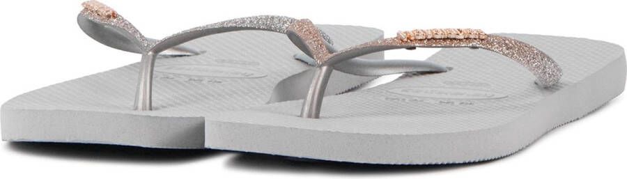 HAVAIANAS Slippers Dames Square Glitter Maat: 41 42 Materiaal: Rubber Kleur: Grijs - Foto 4