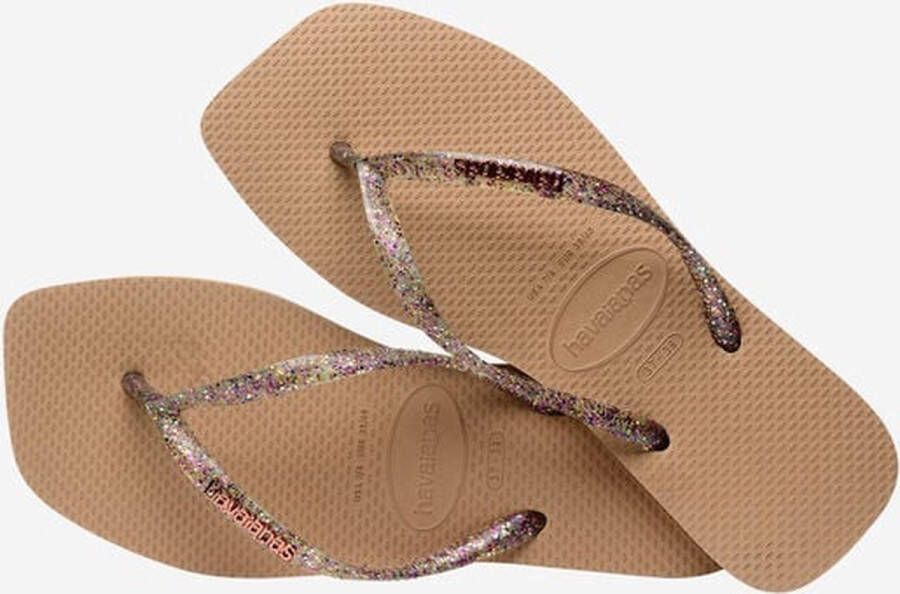 Haviana's Havaianas Square Logo Metallic Tongs Rose Gold 4148257 Taille