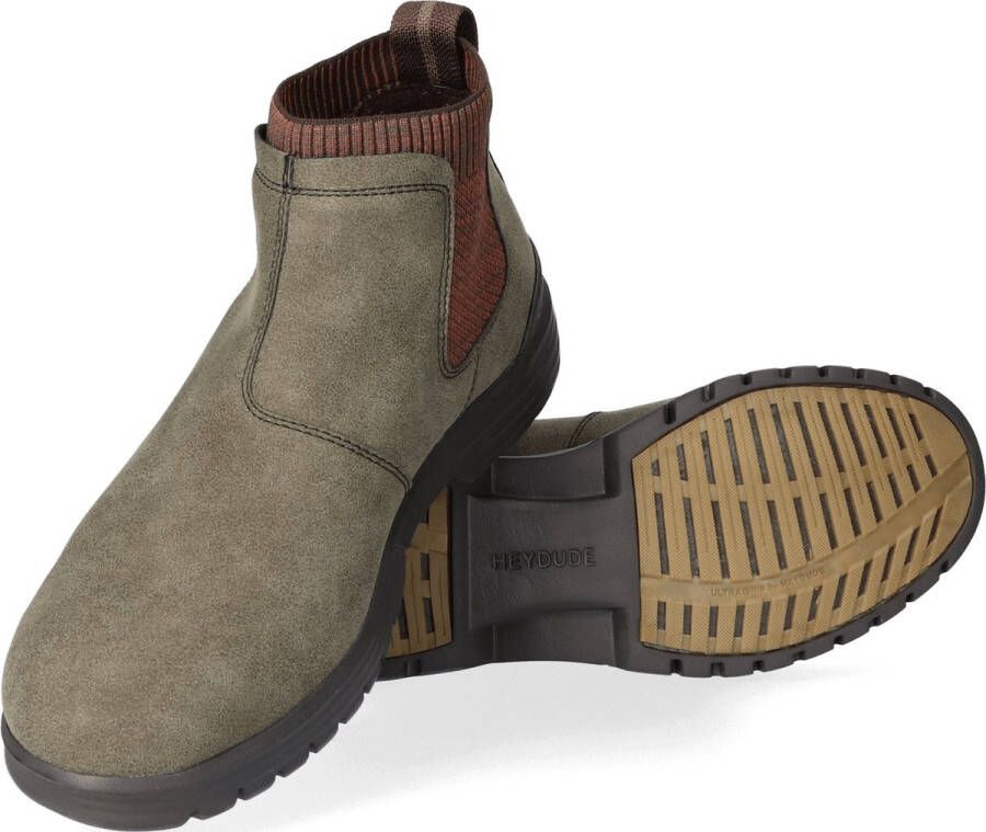 HEYDUDE Hey Dude Chelsea boots Scott Grip suede groen Heren - Foto 4