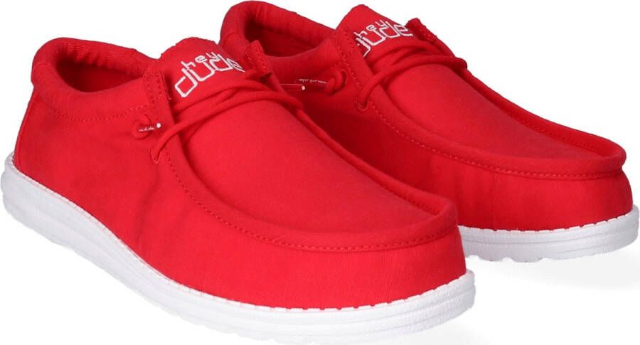 HEYDUDE Wally Slub Canvas Heren Instappers Red Rood HD40009