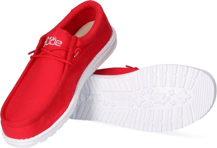 HEYDUDE Wally Slub Canvas Heren Instappers Red Rood HD40009