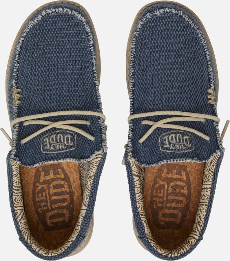 HEYDUDE Wally Braided Instappers blauw Canvas