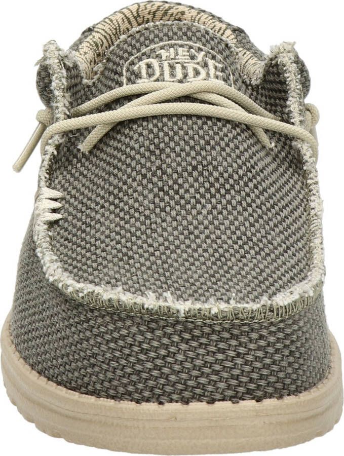 HEYDUDE Wally Braided Instappers groen Canvas
