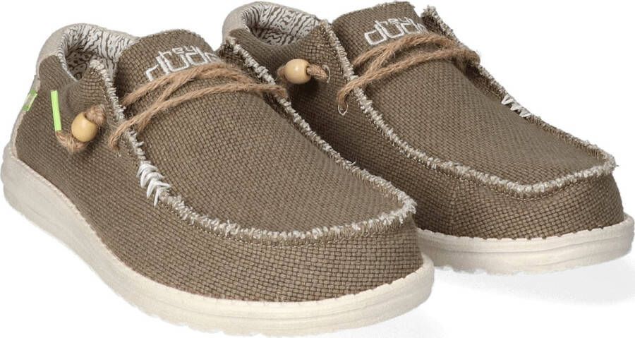 HEYDUDE Wally Braided Instappers groen Canvas